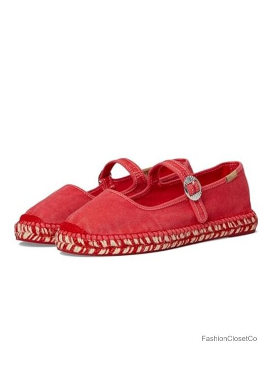 Shoes - Women's Woven Ballet Flats Espadrilles Mary Jane Canvas Platform Flats